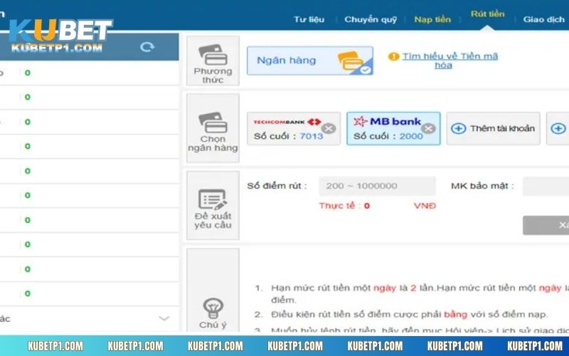 Kubet đưa ra các điều kiện rút tiền nhằm đảm bảo quản lý hiệu quả
